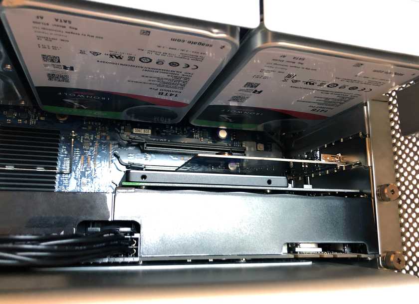 The new components installed inside the server
