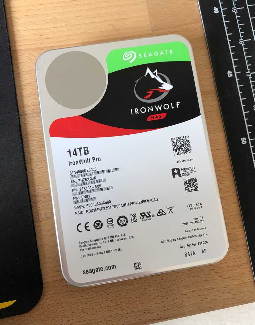 One of the new 14TB Seagate IronWolf Pro drives